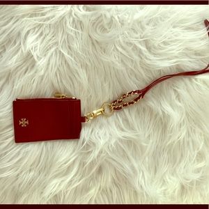 Maroon Tory Burch lanyard